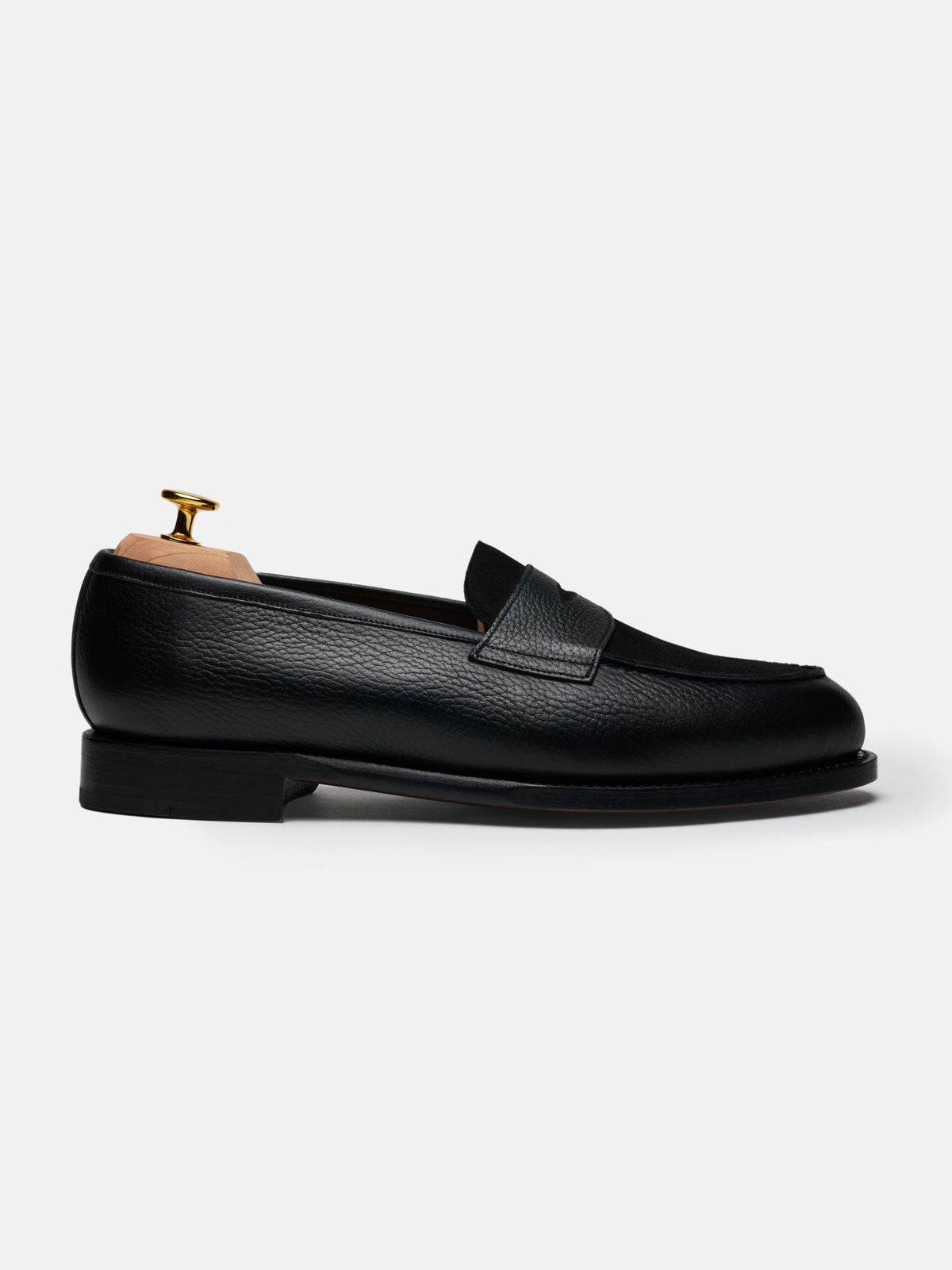 The Penny Loafer - Black Grain & Black Suede