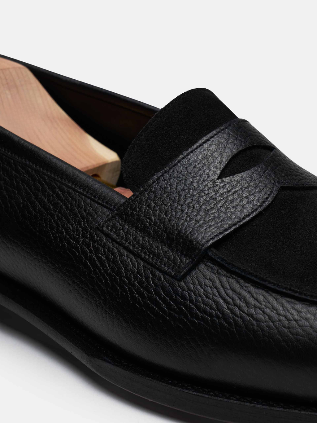 The Penny Loafer - Black Grain & Black Suede